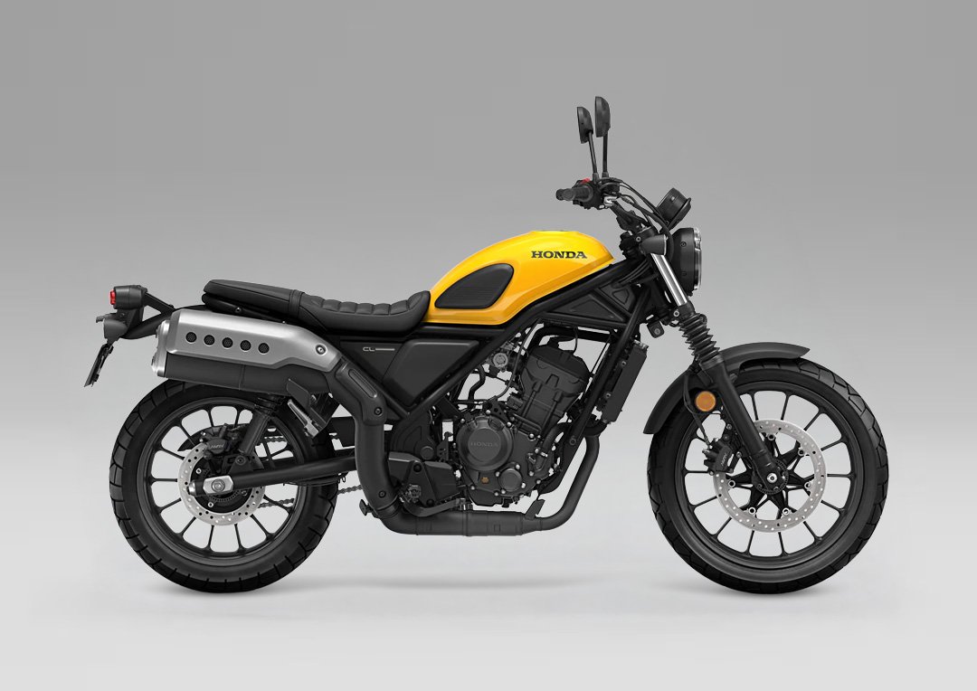 Honda CL300 2026, scrambler blanco, vista lateral